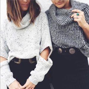 LF elbow zipper sweater